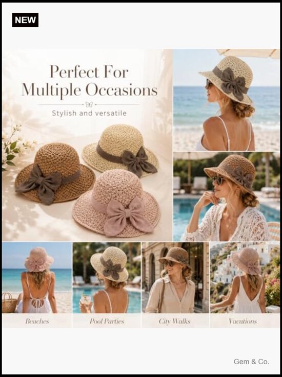 Handwoven Wide Brim Straw Bucket Hat with Drawstring & Bow main image 6